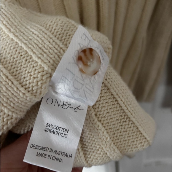 Neutral Cream Ribbed Henley Sweater - Picture 5 of 5